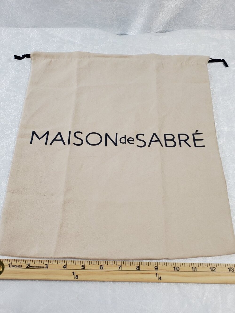 MAISON de SABRÉ Dust Bag Drawstring Storage Pouch Beige 13x15"